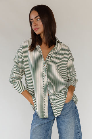 Delphine Stripe Top - Olive