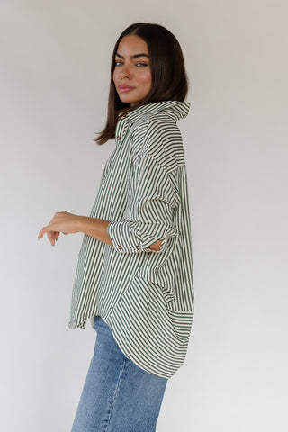 Delphine Stripe Top - Olive