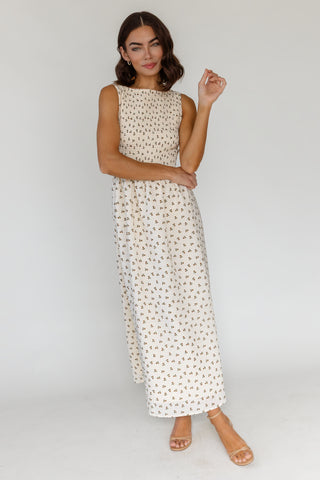 Fable Floral Midi Dress - Cream