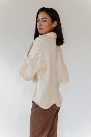 Greyson Half Zip Sweater - Cream