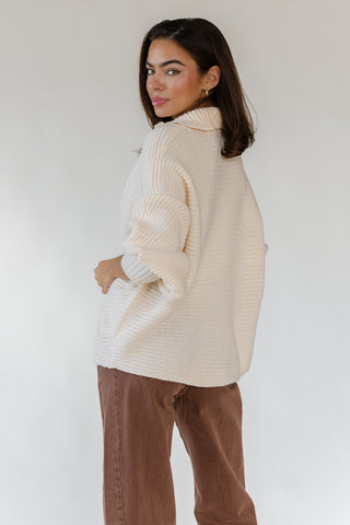 Greyson Half Zip Sweater - Cream