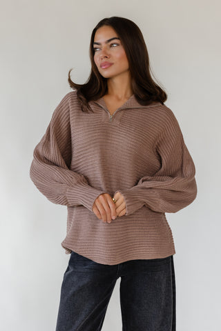 Greyson Half Zip Sweater - Mocha
