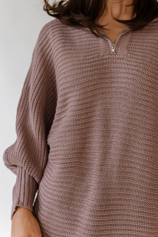 Greyson Half Zip Sweater - Mocha
