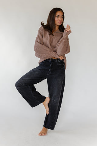Greyson Half Zip Sweater - Mocha