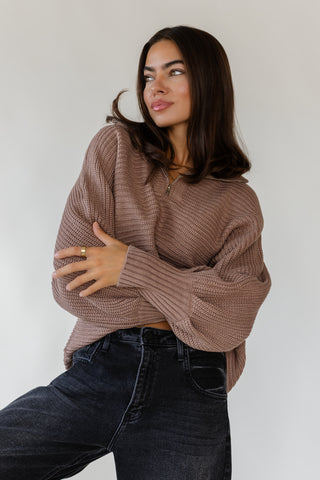 Greyson Half Zip Sweater - Mocha