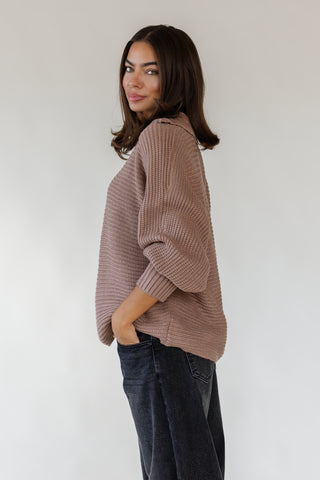 Greyson Half Zip Sweater - Mocha
