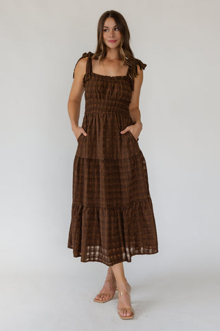 brown tiered dress Polka Dot Ruffle Maxi Clothe Boutique and effortlessly sophisticated PrettyLittleThing Women's Textured Lace Frill