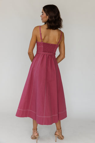 Sorelle Belted Midi Dress - Mauve