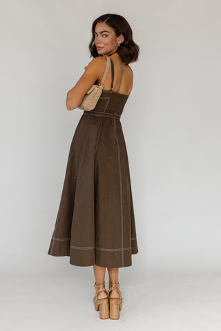 Sorelle Belted Midi Dress - Olive