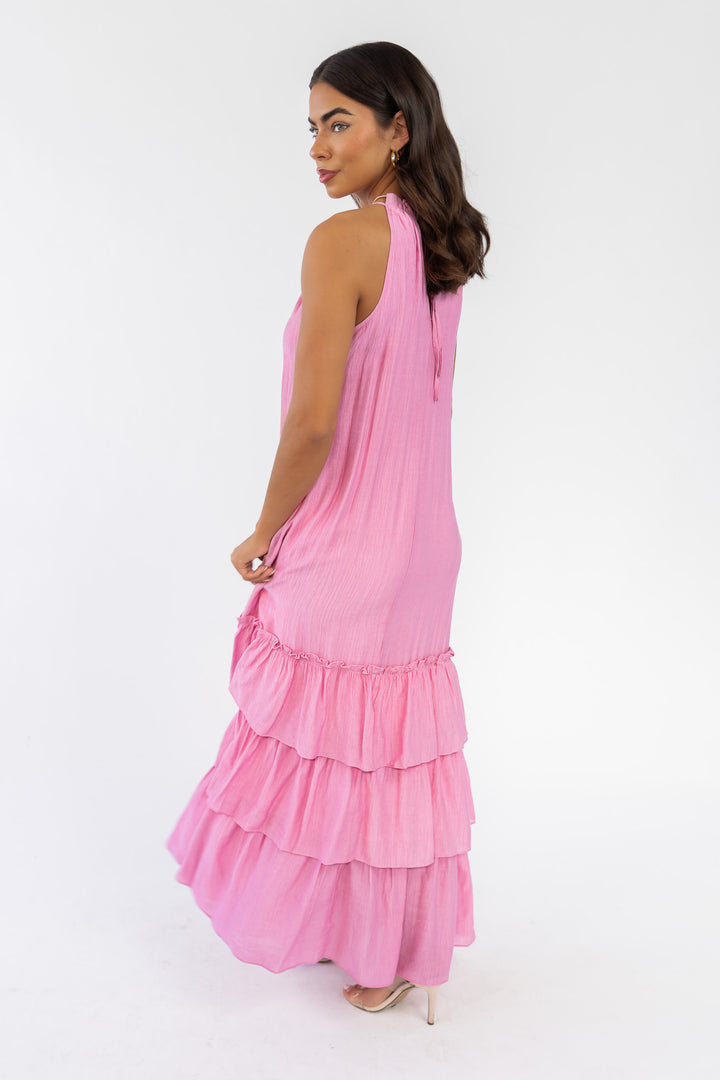 Seren Pink Halter Maxi Dress