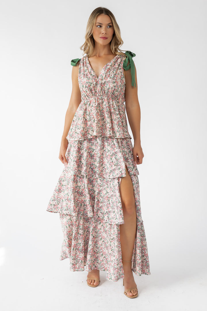 Shaina Slate Floral Maxi Dress - Final Sale