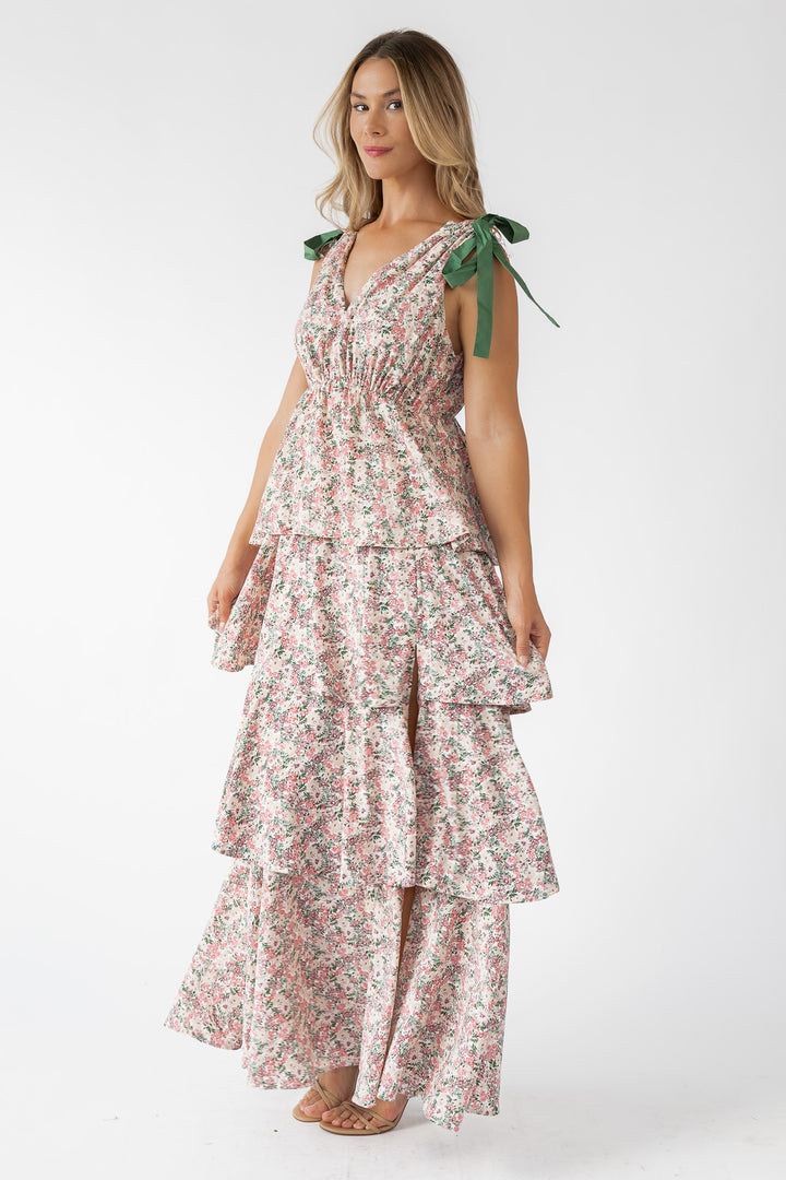 Shaina Slate Floral Maxi Dress - Final Sale
