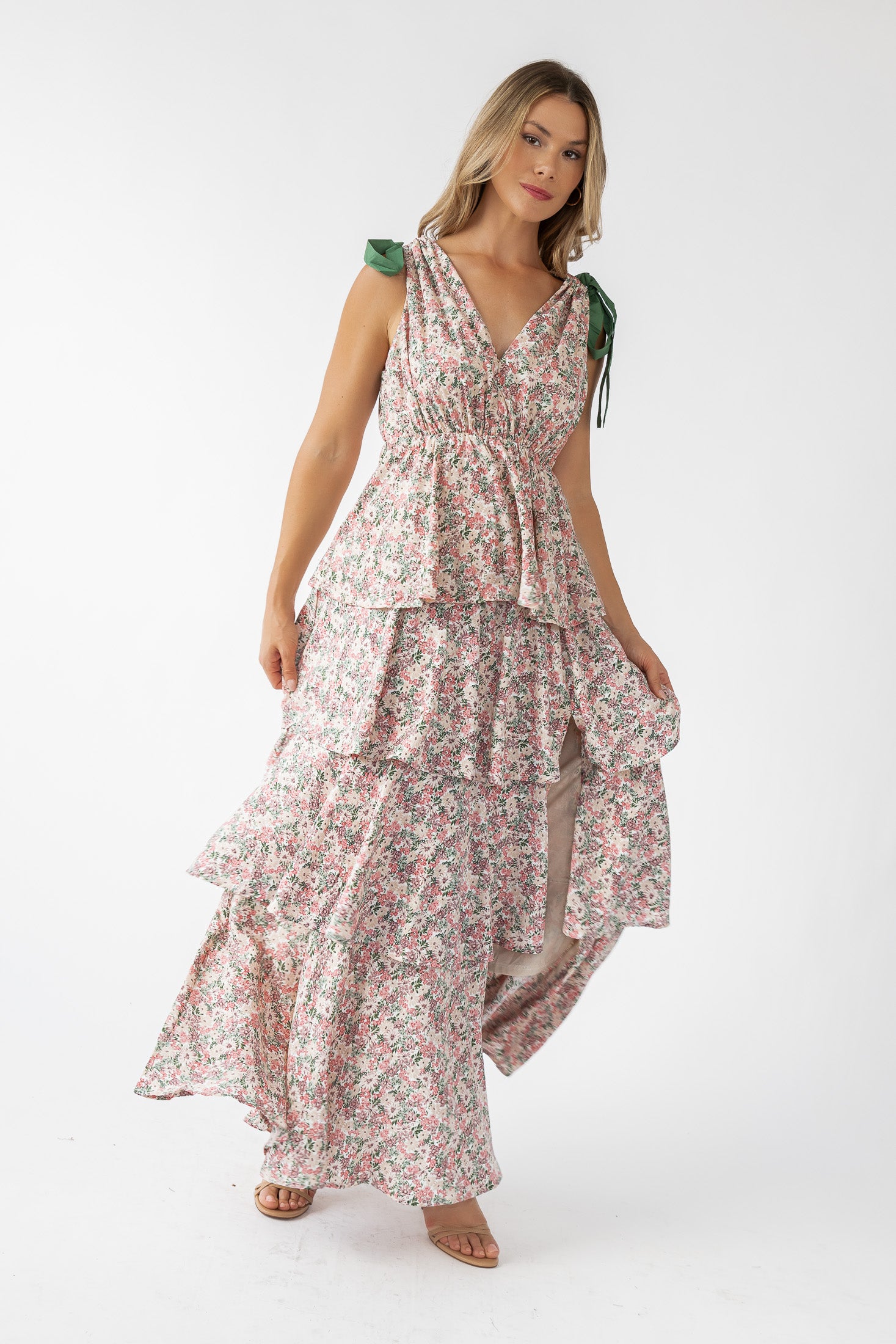 Shaina Slate Floral Maxi Dress - Final Sale
