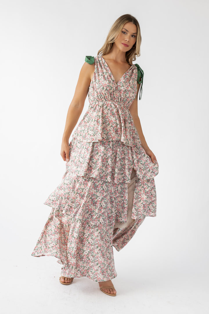 Shaina Slate Floral Maxi Dress - Final Sale