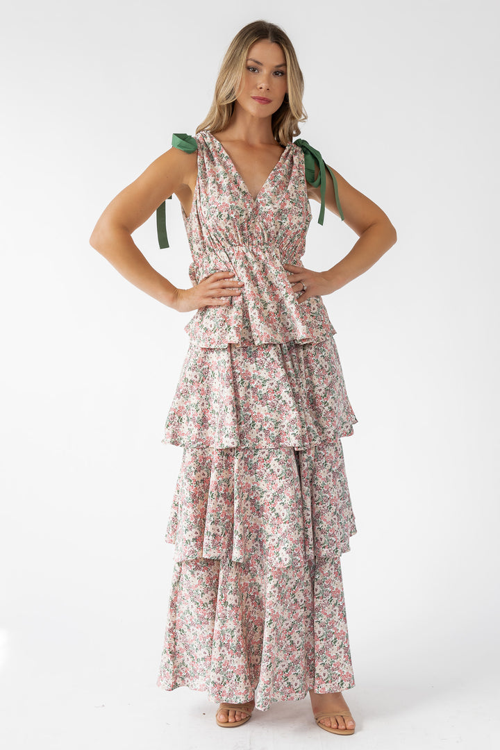 Shaina Slate Floral Maxi Dress - Final Sale