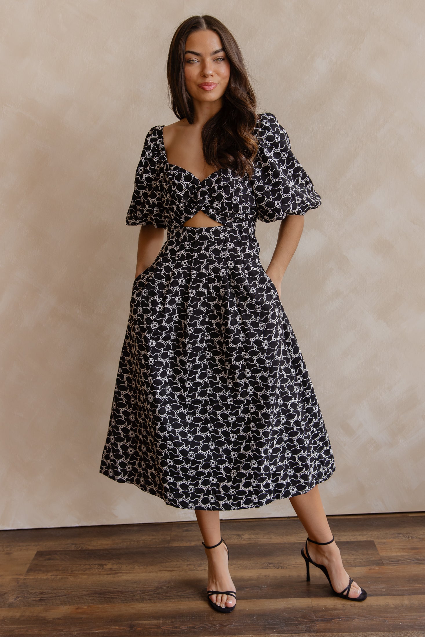 Skye Black Knotted Embroidered Dress