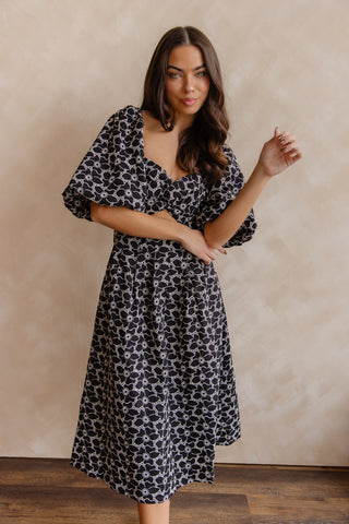 Skye Black Knotted Embroidered Dress - Final Sale