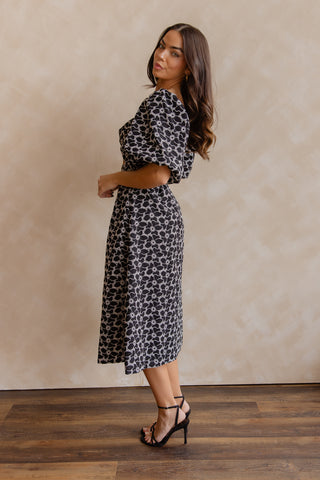 Skye Black Knotted Embroidered Dress - Final Sale