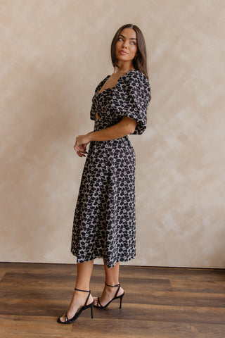 Skye Black Knotted Embroidered Dress - Final Sale