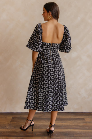 Skye Black Knotted Embroidered Dress - Final Sale