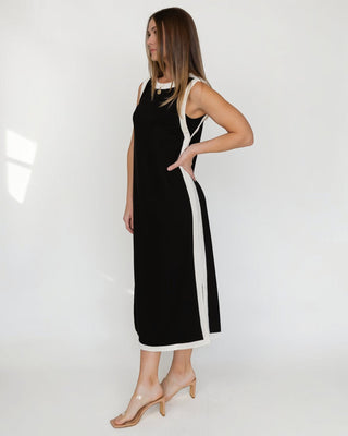 Sloane Midi Dress — Black/Ivory