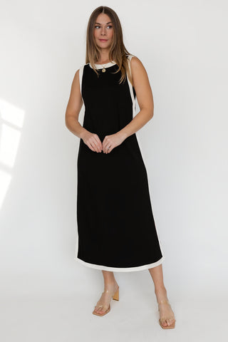 Sloane Midi Dress — Black/Ivory