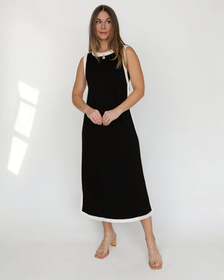 Sloane Midi Dress — Black/Ivory