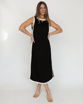 Sloane Midi Dress — Black/Ivory