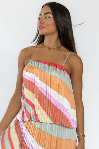 Kandy Stripe Pleated Cami