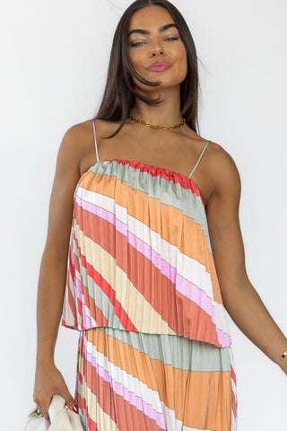 Kandy Stripe Pleated Cami