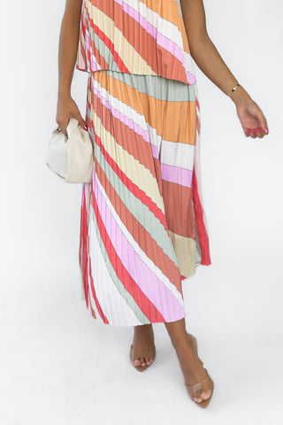 Kandy Stripe Pleated Skirt