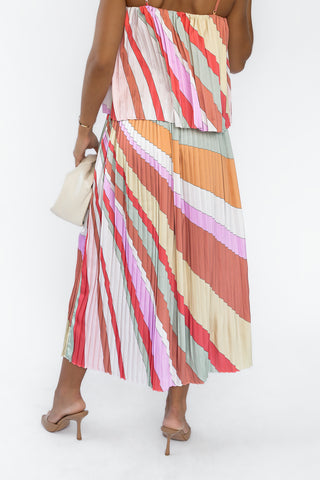 Kandy Stripe Pleated Skirt