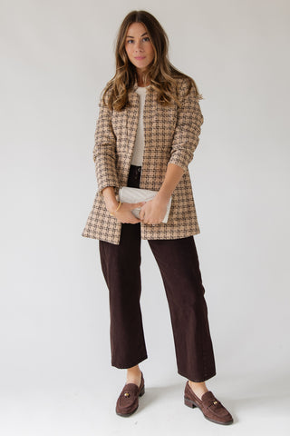 Sutton Grid Blazer — Camel Plaid