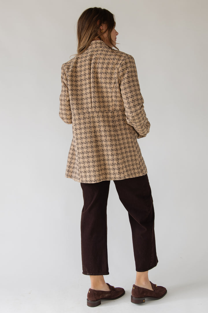 Sutton Grid Blazer — Camel Plaid