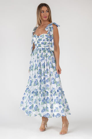 Sweet Serenade Blue Floral Maxi Dress - Final Sale
