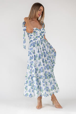 Sweet Serenade Blue Floral Maxi Dress - Final Sale