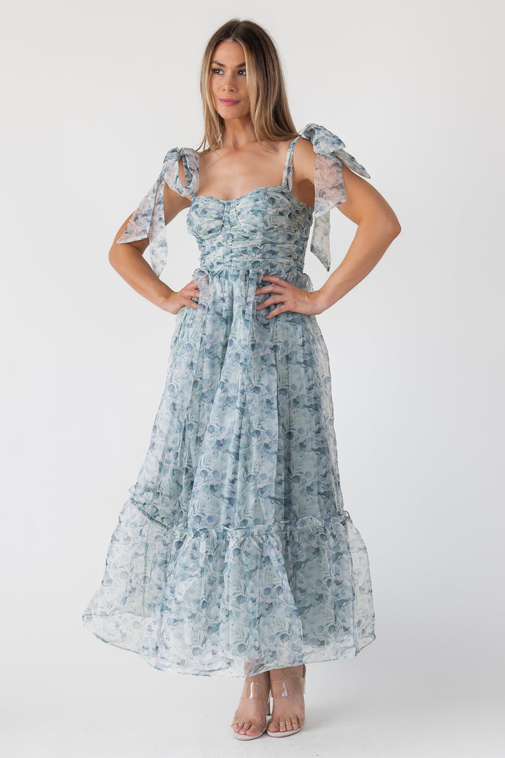 Sweet Serenade Green Floral Corset Dress - Final Sale