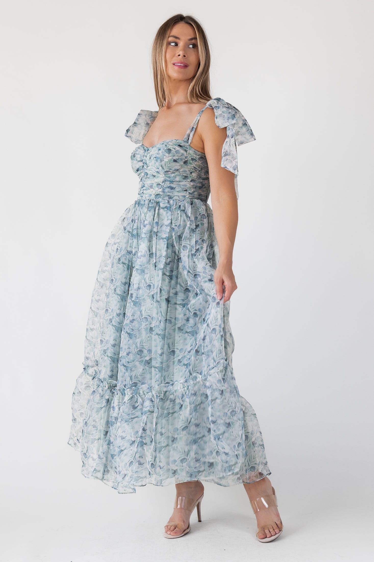 Sweet Serenade Green Floral Corset Dress - Final Sale