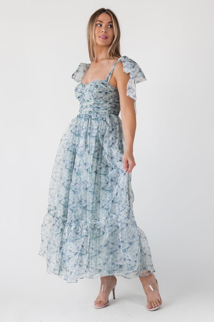 Sweet Serenade Green Floral Corset Dress - Final Sale