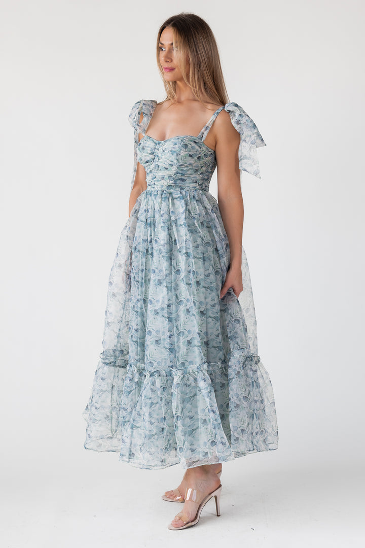 Sweet Serenade Green Floral Corset Dress - Final Sale