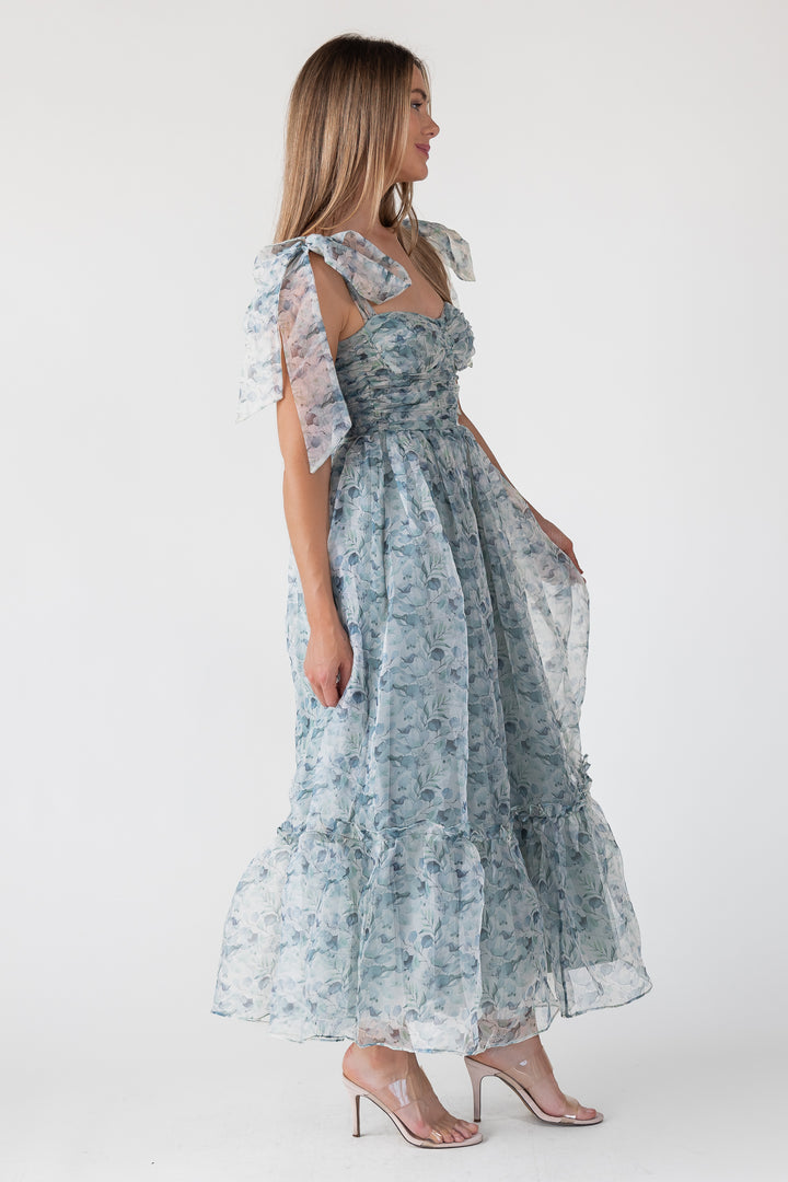 Sweet Serenade Green Floral Corset Dress - Final Sale