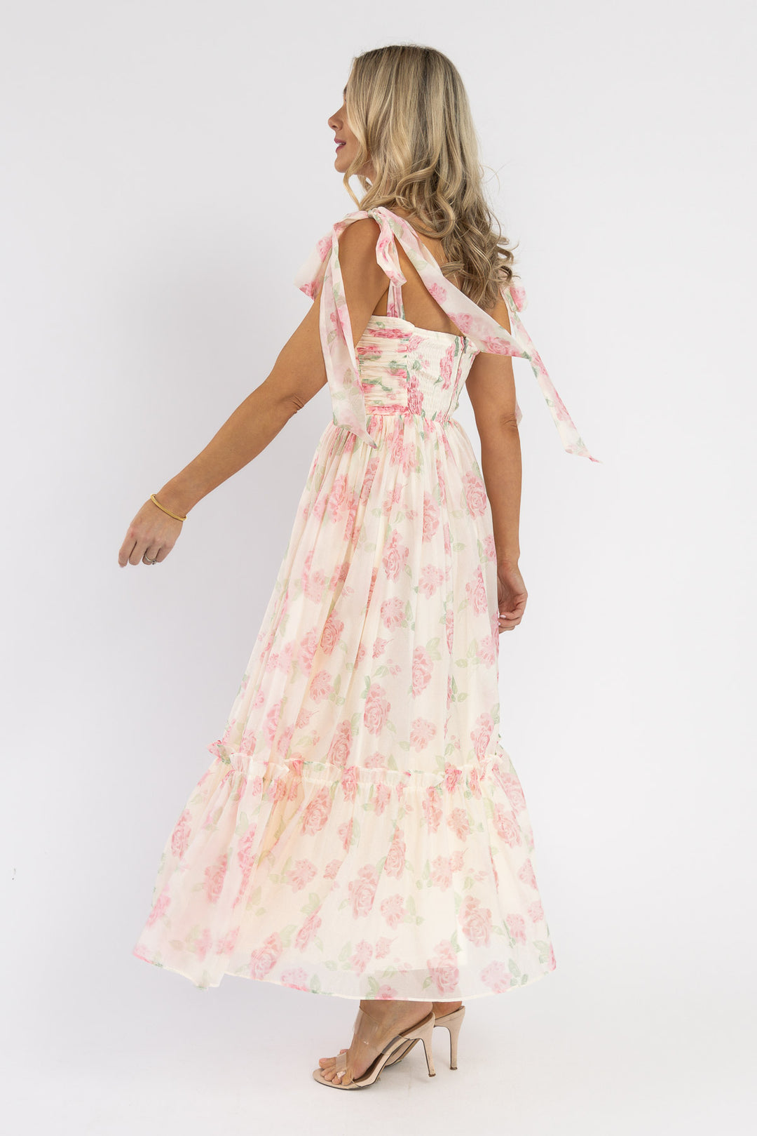 Sweet Serenade Blush Floral Maxi Dress
