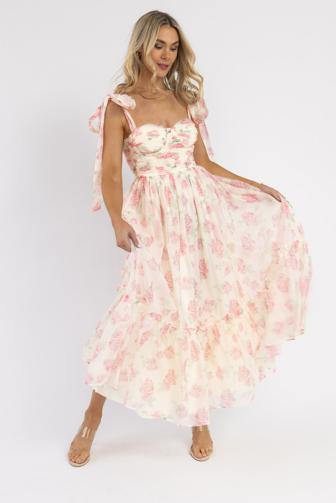 Sweet Serenade Blush Floral Maxi Dress