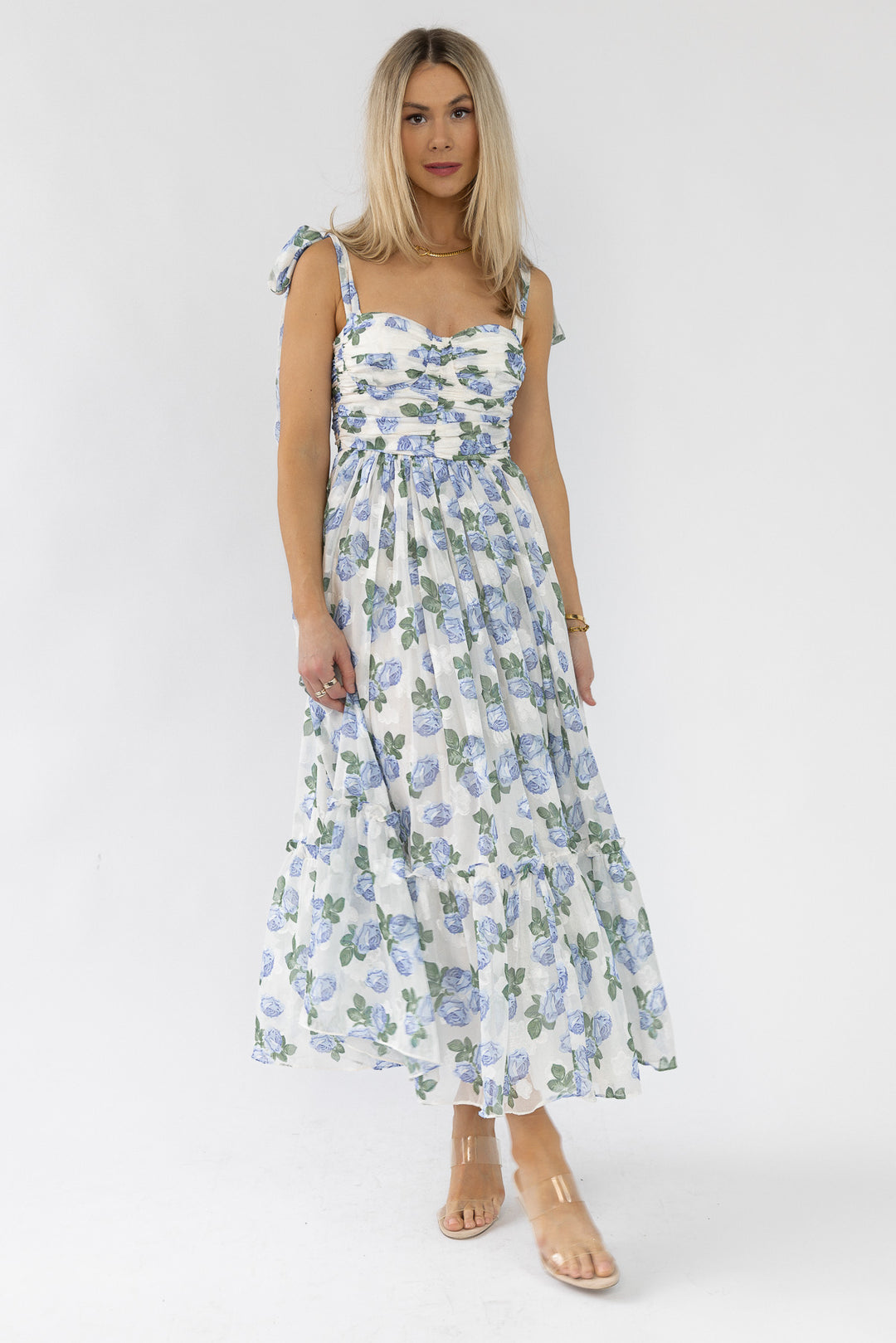 Sweet Serenade Blue Floral Maxi Dress