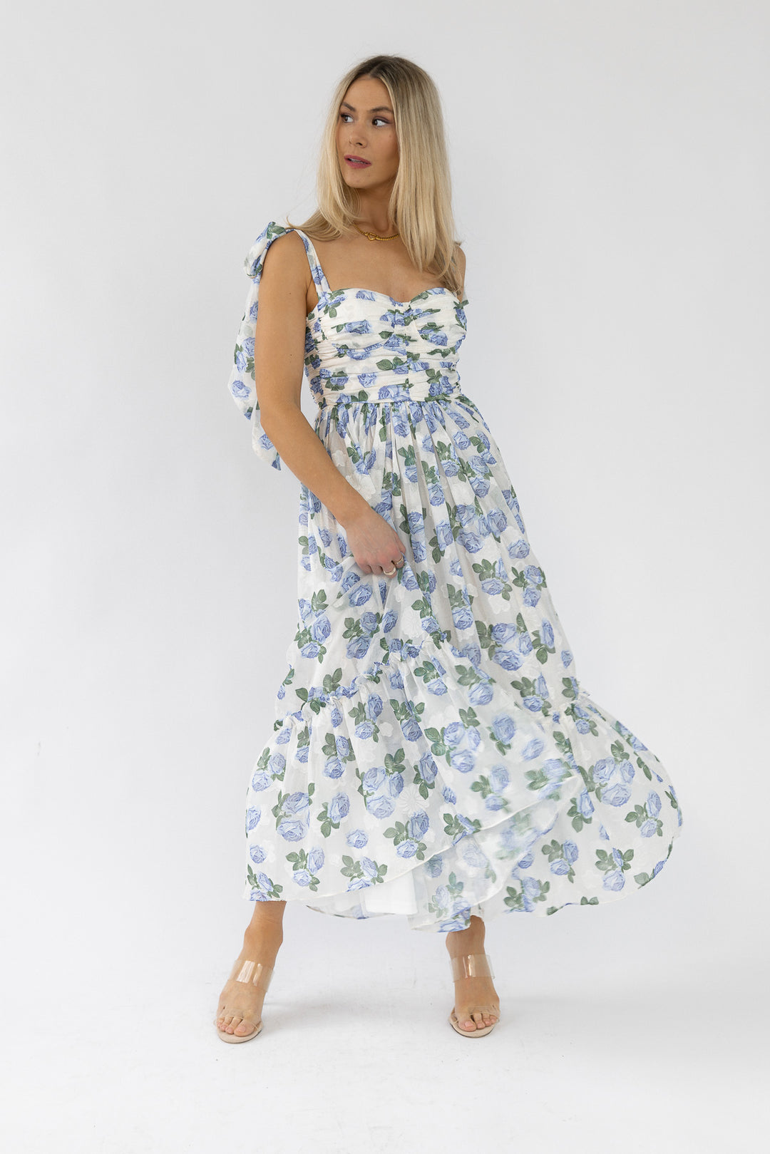 Sweet Serenade Blue Floral Maxi Dress