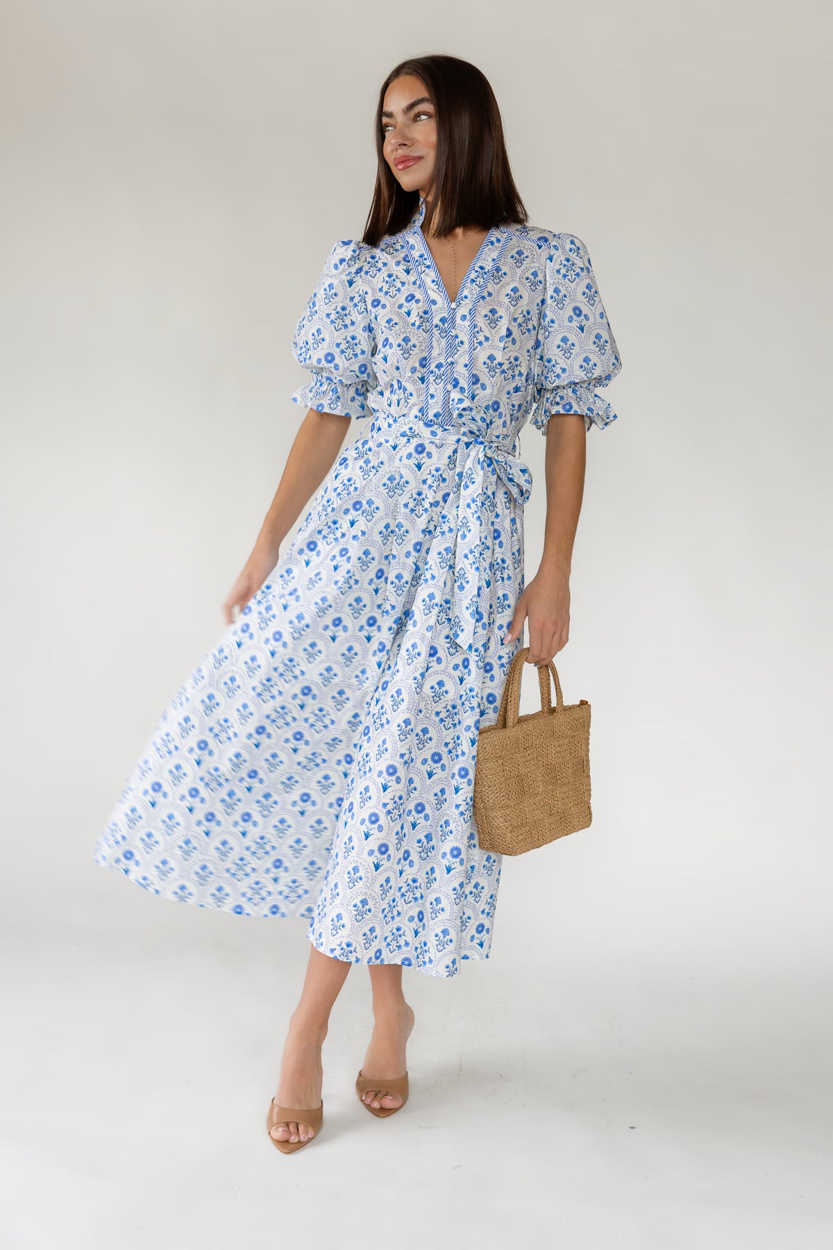 blue midi floral dress Tansy Floral Midi Dress – Blue
