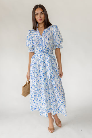 Tansy Floral Midi Dress Blue | JO+CO Tansy Floral Midi Dress Blue | JO+CO