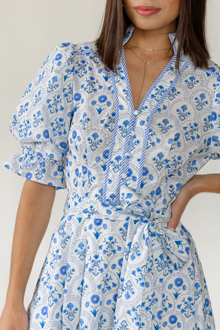 Tansy Floral Midi Dress - Blue