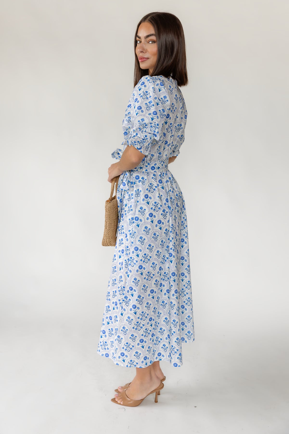 dressings for wounds Tansy Floral Midi Dress – Blue