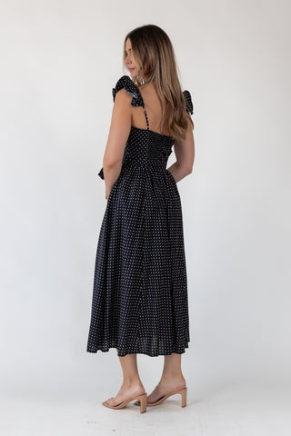 Vara Black Polka Dot Dress